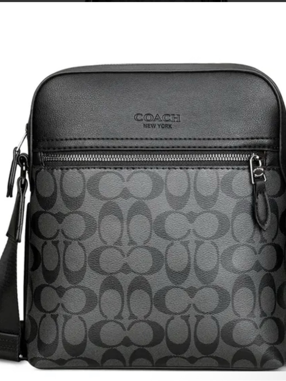 Coach Men’s Graphite Black Signature Messenger Crossbody